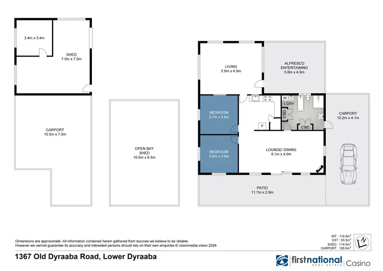 Floorplan of Homely rural property listing, 1367 Old Dyraaba Road, Lower Dyraaba NSW 2470