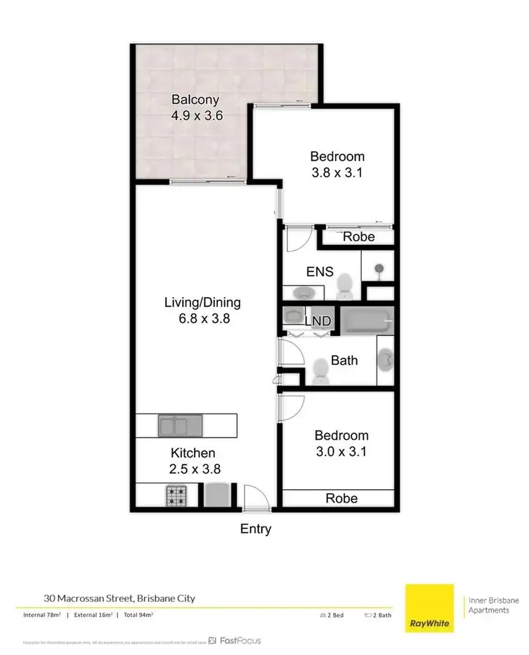 Floorplan of Homely apartment listing, 93/30 Macrossan Street, Brisbane City QLD 4000
