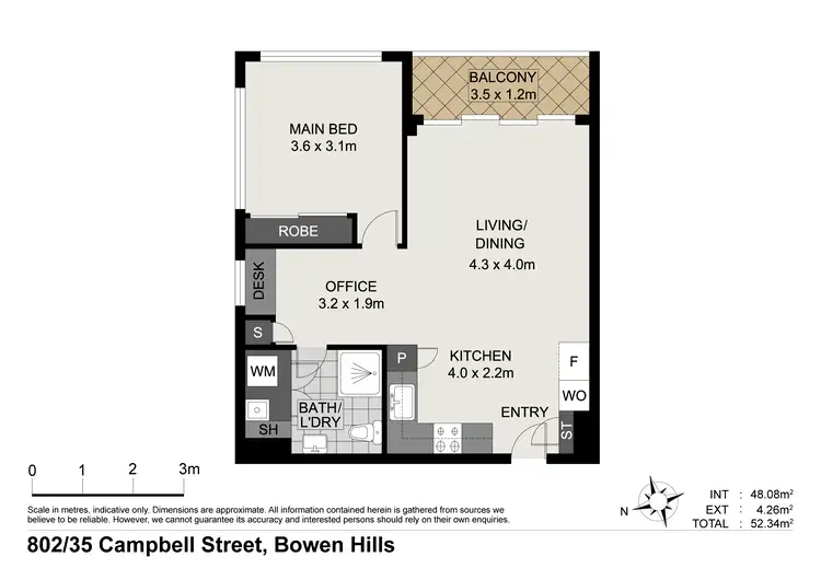 Floorplan of Homely unit listing, 802/35 Campbell Street, Bowen Hills QLD 4006