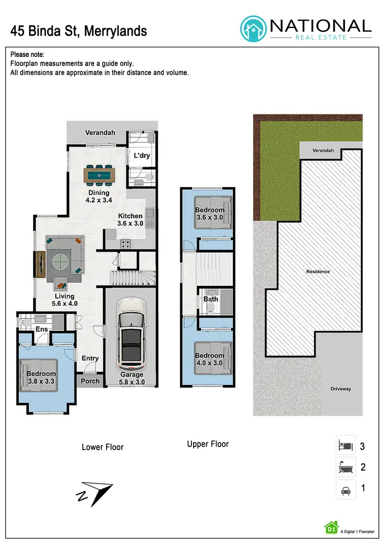 Floorplan of Homely semi-detached listing, 45a Binda Street, Merrylands NSW 2160