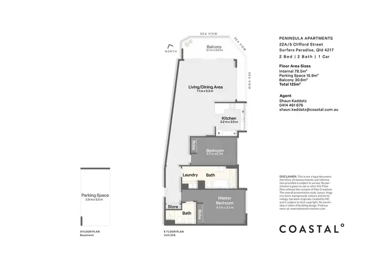 Floorplan of Homely unit listing, 22A/5 Clifford Street, Surfers Paradise QLD 4217