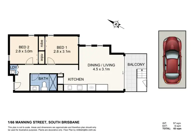 Floorplan of Homely apartment listing, 1/66 Manning Street, South Brisbane QLD 4101