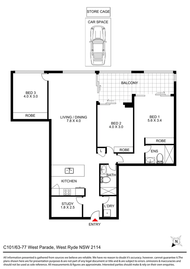 Floorplan of Homely apartment listing, C101/63-77 West Parade, West Ryde NSW 2114