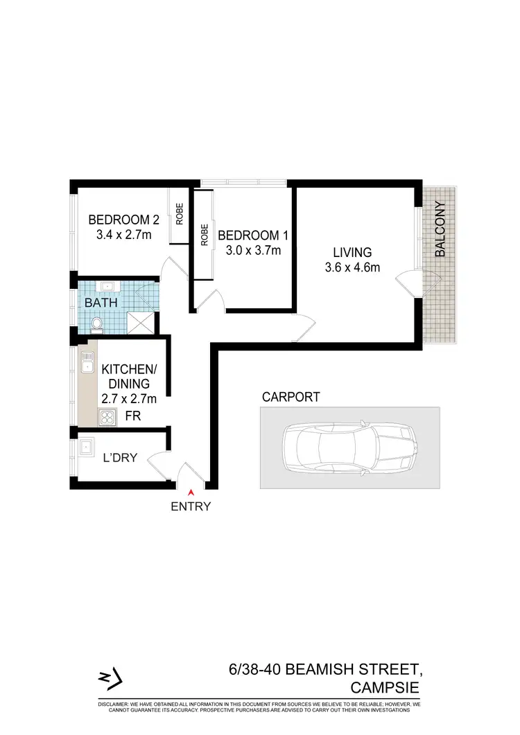 Floorplan of Homely apartment listing, 6/38-40 Beamish Street, Campsie NSW 2194