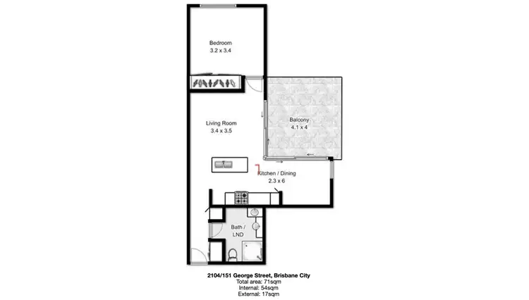 Floorplan of Homely apartment listing, 2104/151 George Street, Brisbane City QLD 4000
