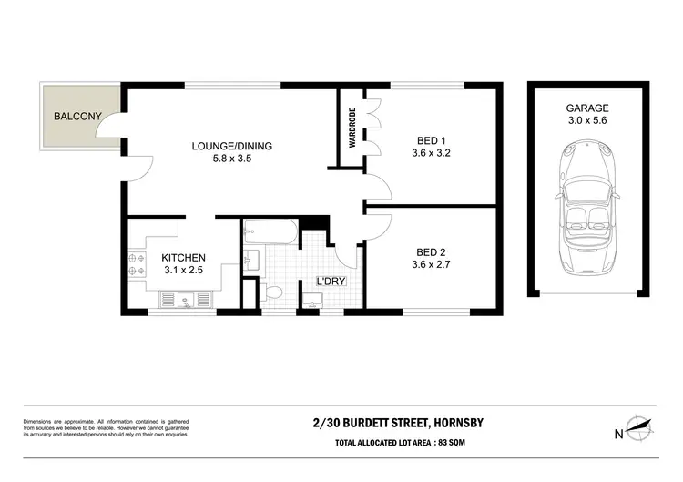 Floorplan of Homely unit listing, 2/30 Burdett Street, Hornsby NSW 2077