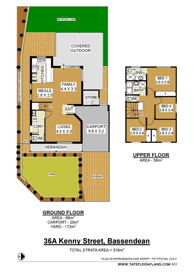 Floorplan of Homely townhouse listing, 36A Kenny Street, Bassendean WA 6054