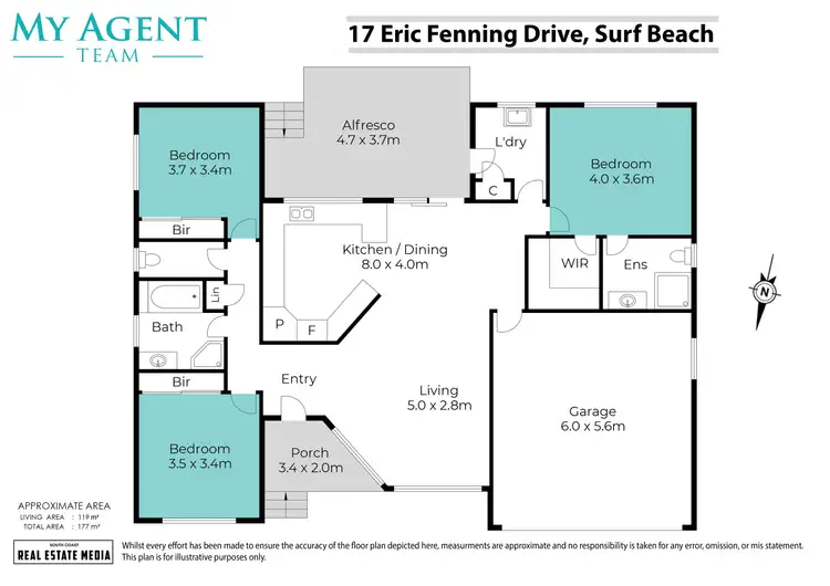 Floorplan of Homely house listing, 17 Eric Fenning Drive, Surf Beach NSW 2536