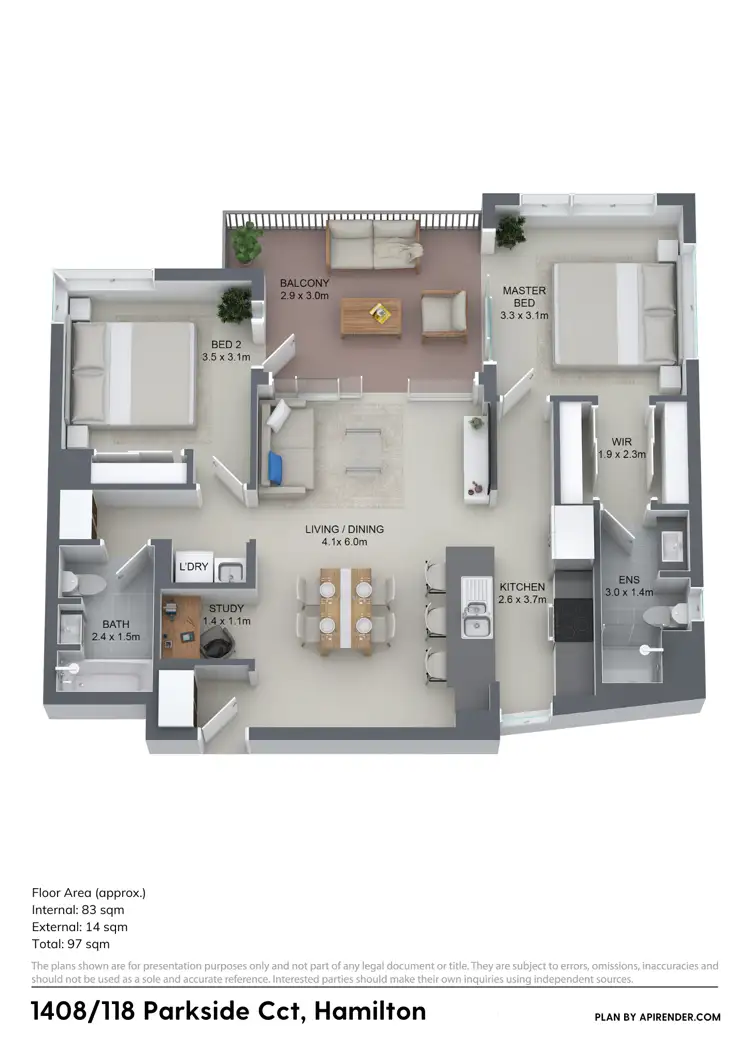 Floorplan of Homely unit listing, 1408/118 Parkside Circuit, Hamilton QLD 4007