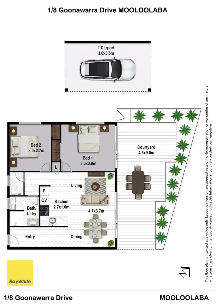 Floorplan of Homely unit listing, 1/8 Goonawarra Drive, Mooloolaba QLD 4557