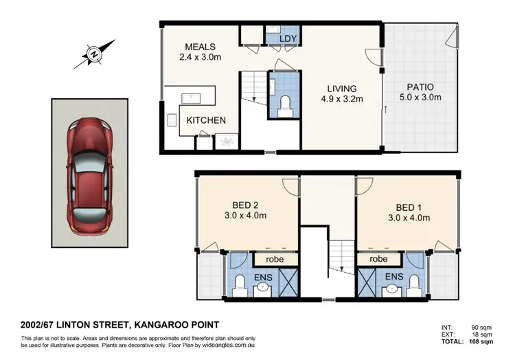 Floorplan of Homely townhouse listing, 2002/67 Linton Street, Kangaroo Point QLD 4169