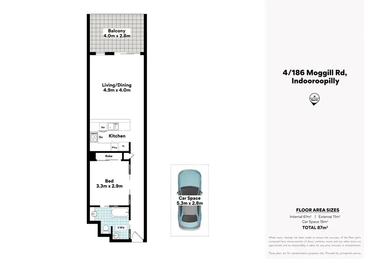 Floorplan of Homely unit listing, 4/186 Moggill Road, Taringa QLD 4068