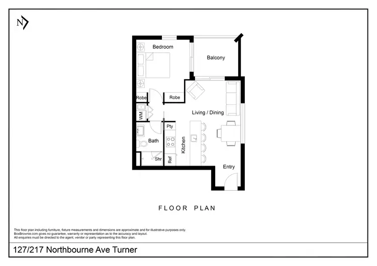 Floorplan of Homely apartment listing, 127/56 Forbes St, Turner ACT 2612