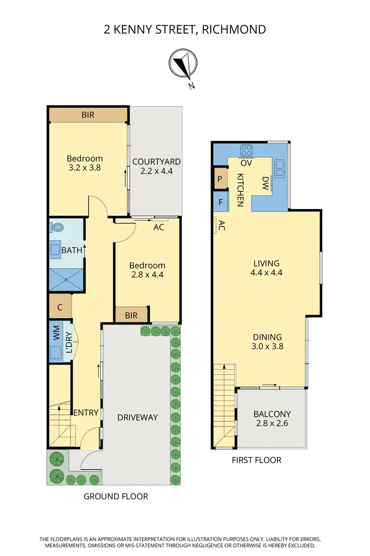 Floorplan of Homely townhouse listing, 2 Kenny Street, Richmond VIC 3121
