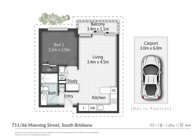 Floorplan of Homely apartment listing, 711/66 Manning Street, South Brisbane QLD 4101