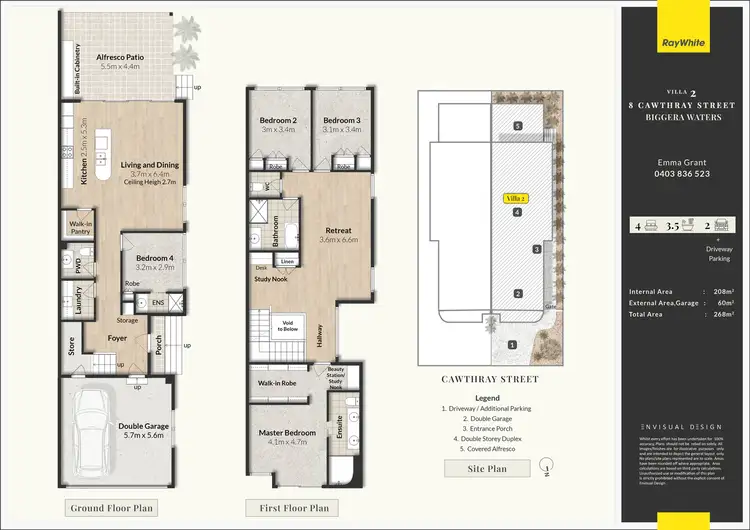 Floorplan of Homely semi-detached listing, 2/8 Cawthray Street, Biggera Waters QLD 4216
