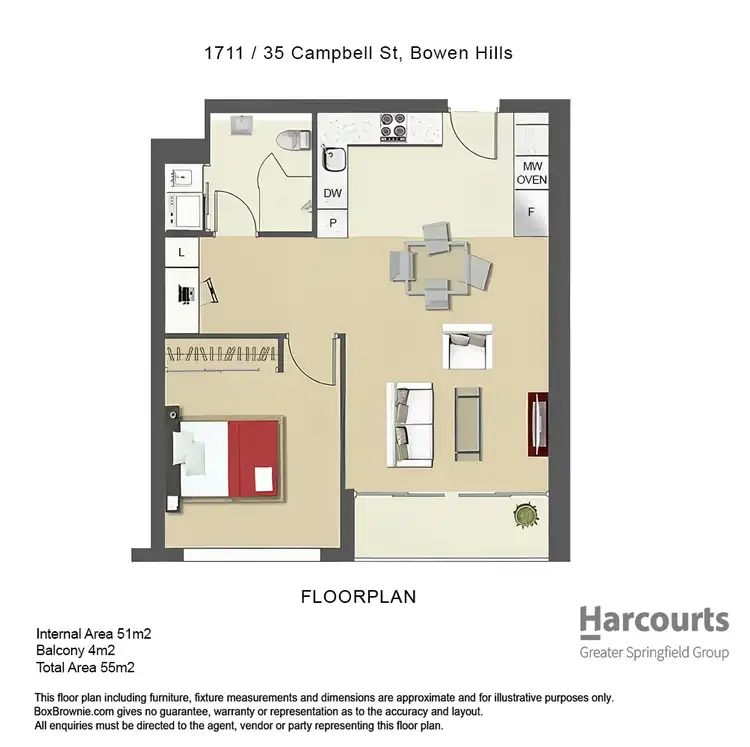Floorplan of Homely unit listing, 1711/29-35 Campbell Street, Bowen Hills QLD 4006