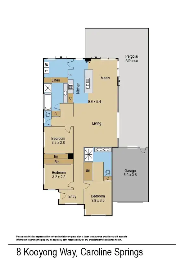 Floorplan of Homely house listing, 8 Kooyong Way, Caroline Springs VIC 3023