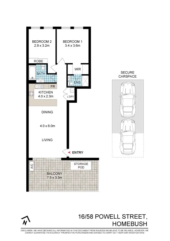 Floorplan of Homely apartment listing, 16/58 Powell St, Homebush NSW 2140