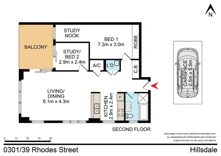 Floorplan of Homely apartment listing, 301/39 Rhodes Street, Hillsdale NSW 2036