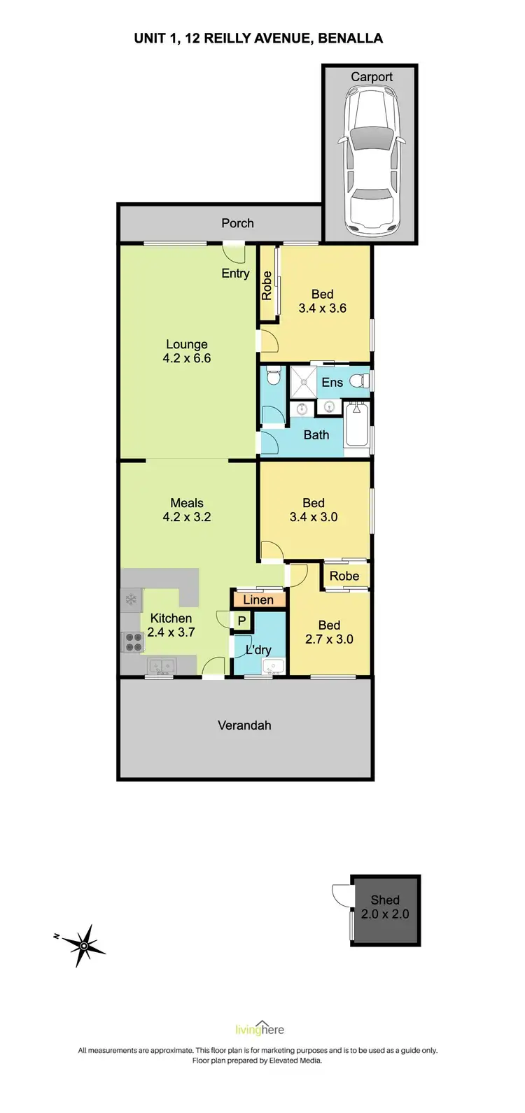 Floorplan of Homely townhouse listing, 2/12 Reilly Avenue, Benalla VIC 3672