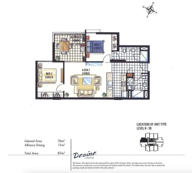 Floorplan of Homely apartment listing, 2507/128 Charlotte Street, Brisbane City QLD 4000