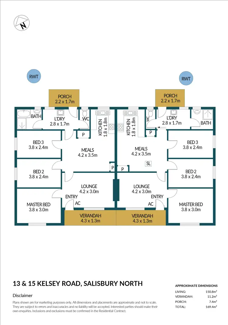 Floorplan of Homely house listing, 13 & 15 Kelsey Road, Salisbury North SA 5108
