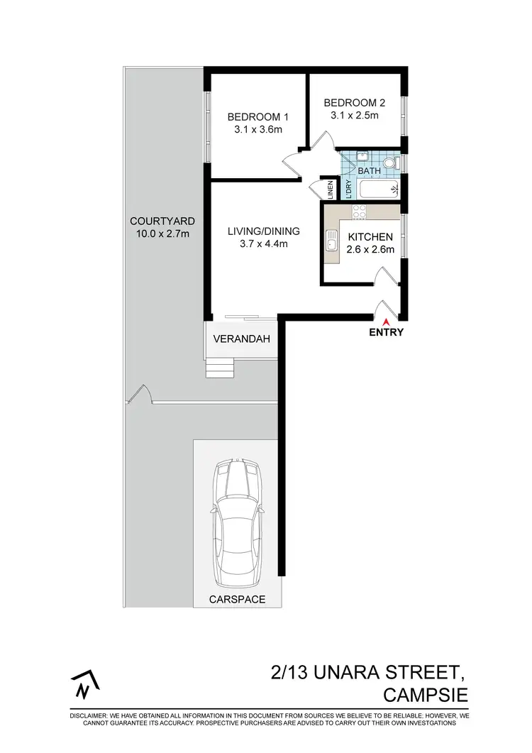 Floorplan of Homely apartment listing, 2/13 Unara Street, Campsie NSW 2194