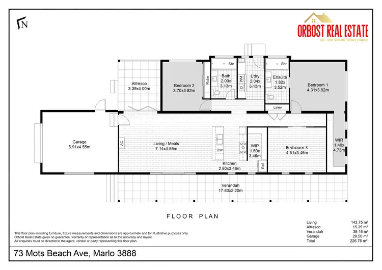 Floorplan of Homely house listing, 73 Mots Beach Avenue, Marlo VIC 3888