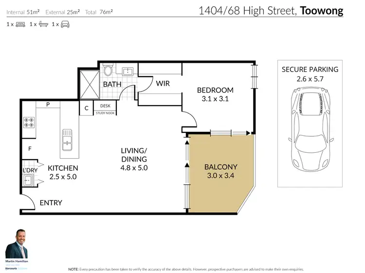 Floorplan of Homely apartment listing, 1404/66 High Street, Toowong QLD 4066