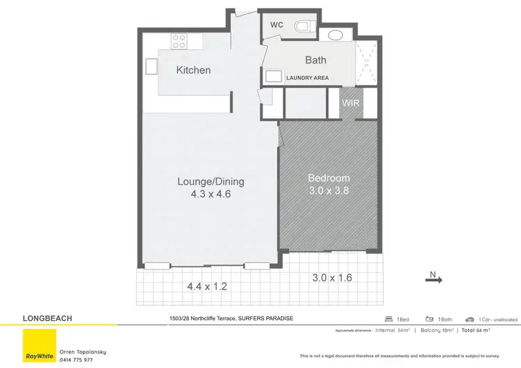 Floorplan of Homely apartment listing, 1503/28 Northcliffe Terrace, Surfers Paradise QLD 4217