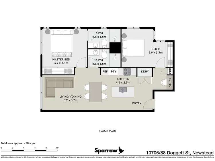 Floorplan of Homely apartment listing, 10706/88 Doggett Street, Newstead QLD 4006