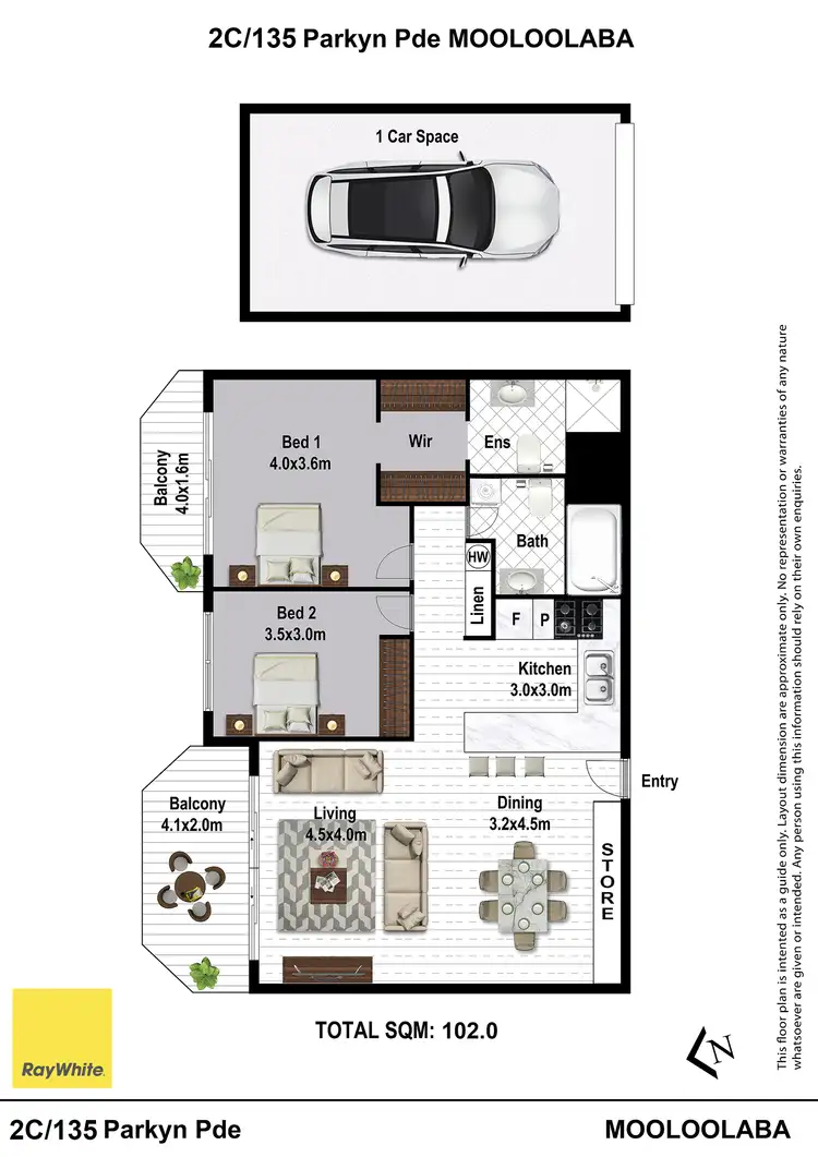 Floorplan of Homely unit listing, 2C/135 Parkyn Parade, Mooloolaba QLD 4557
