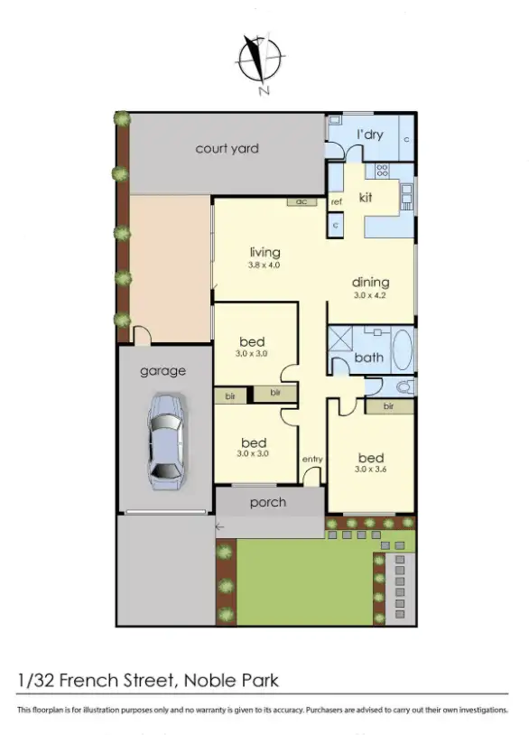 Floorplan of Homely unit listing, 1/32 French Street, Noble Park VIC 3174