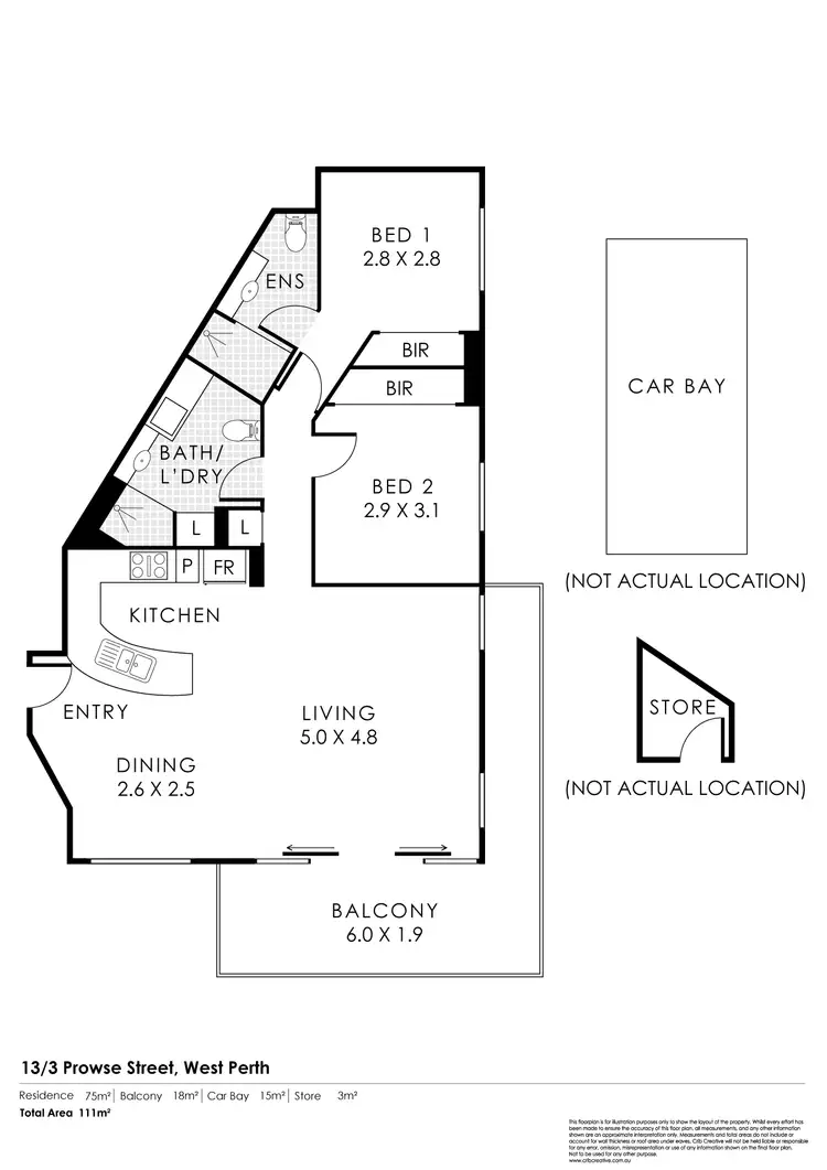Floorplan of Homely apartment listing, 13/3 Prowse Street, West Perth WA 6005
