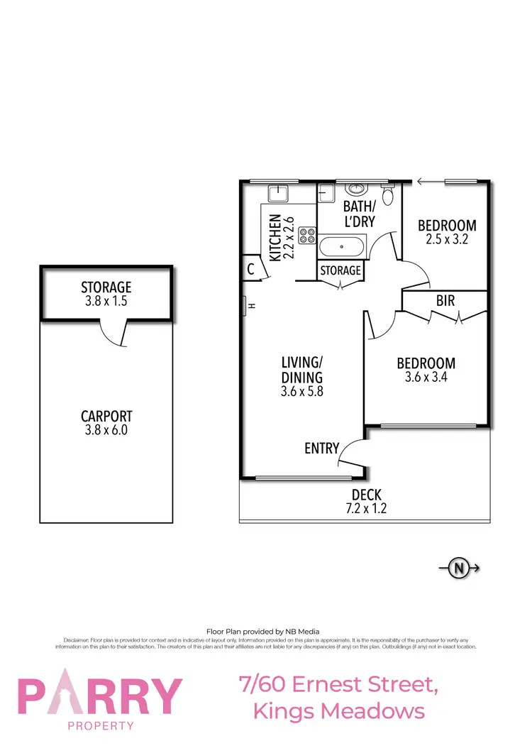 Floorplan of Homely unit listing, 7/60 Ernest Street, Kings Meadows TAS 7249