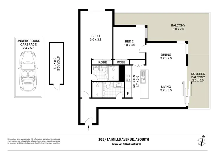 Floorplan of Homely apartment listing, 105/1A Mills Avenue, Asquith NSW 2077