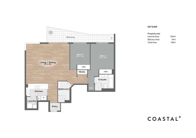 Floorplan of Homely apartment listing, 607/1 Aqua Street, Southport QLD 4215