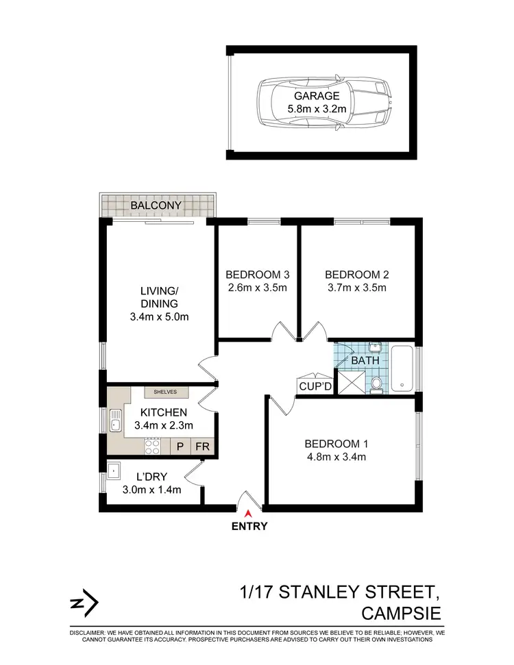 Floorplan of Homely apartment listing, 1/17 Stanley Street, Campsie NSW 2194