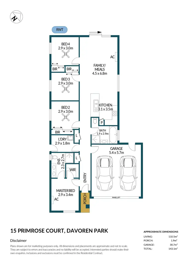 Floorplan of Homely house listing, 15 Primrose Court, Davoren Park SA 5113