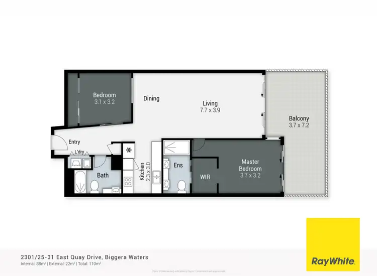 Floorplan of Homely apartment listing, 2301/25-31 East Quay Drive, Biggera Waters QLD 4216
