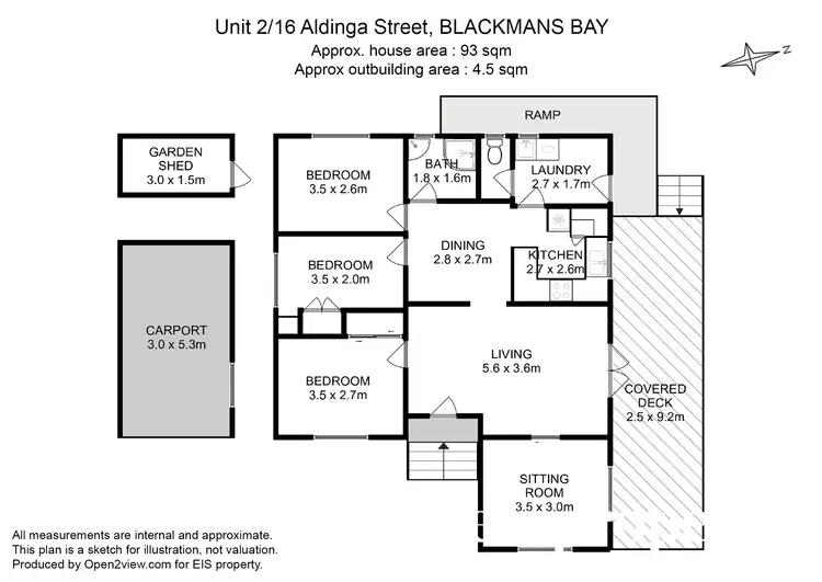 Floorplan of Homely villa listing, 2/16 Aldinga Street, Blackmans Bay TAS 7052
