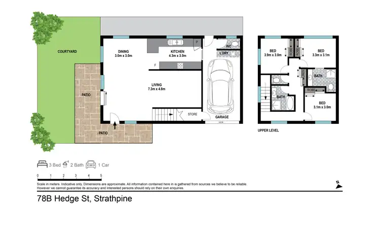 Floorplan of Homely semi-detached listing, 2/74 Hedge Street, Strathpine QLD 4500