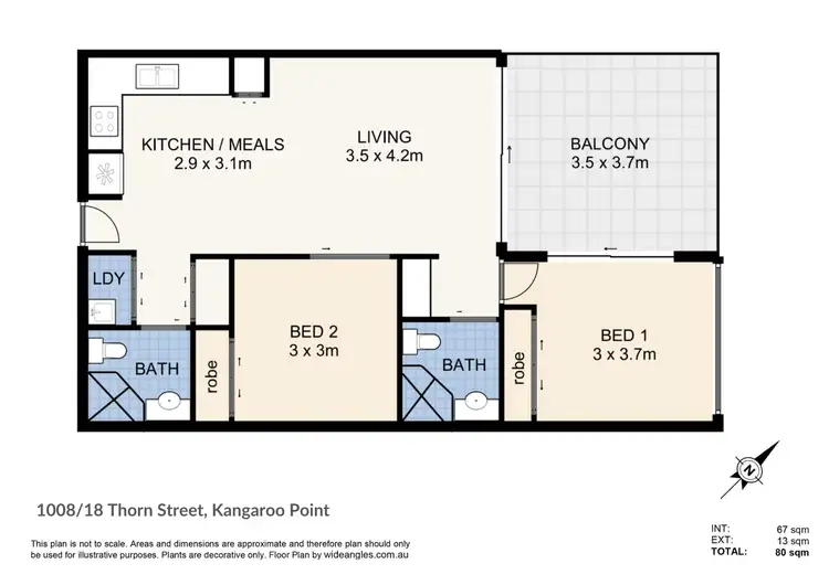 Floorplan of Homely apartment listing, 1008/18 Thorn Street, Kangaroo Point QLD 4169