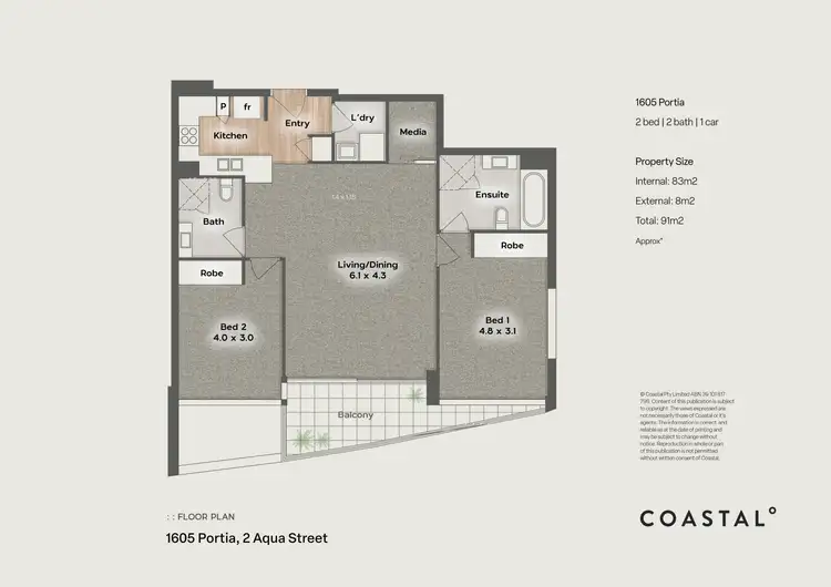 Floorplan of Homely apartment listing, 1605/2 Aqua Street, Southport QLD 4215