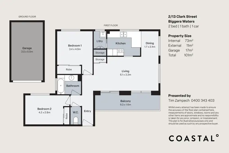 Floorplan of Homely apartment listing, 2/13 Clark Street, Biggera Waters QLD 4216