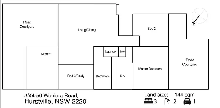 Floorplan of Homely apartment listing, 3/44-50 Woniora Road, Hurstville NSW 2220