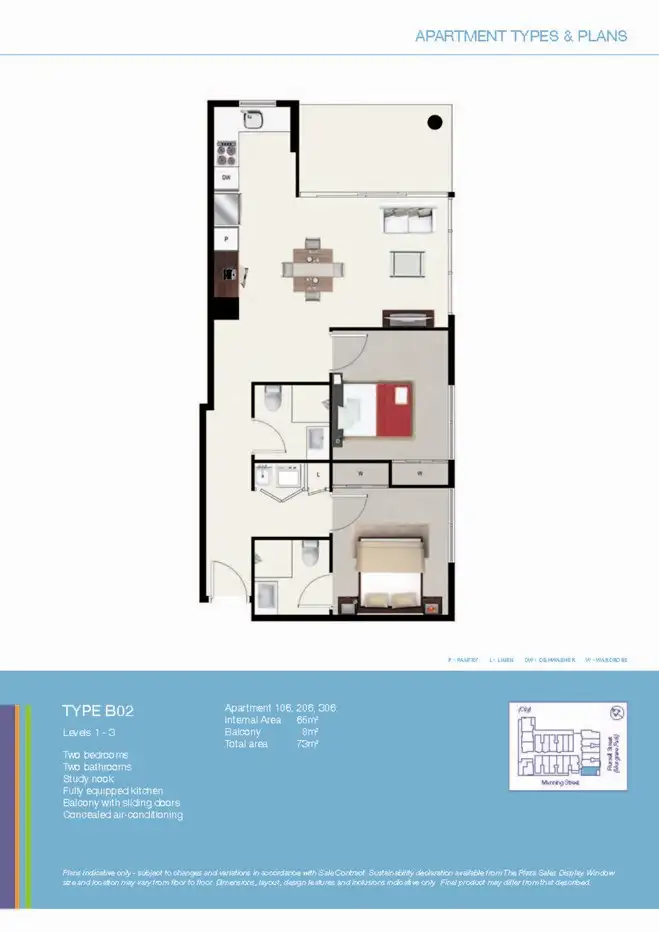 Floorplan of Homely apartment listing, 206/66 Manning Street, South Brisbane QLD 4101