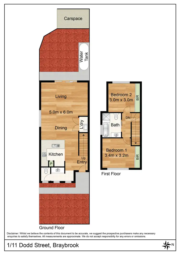 Floorplan of Homely townhouse listing, 1/11 Dodd Street, Braybrook VIC 3019