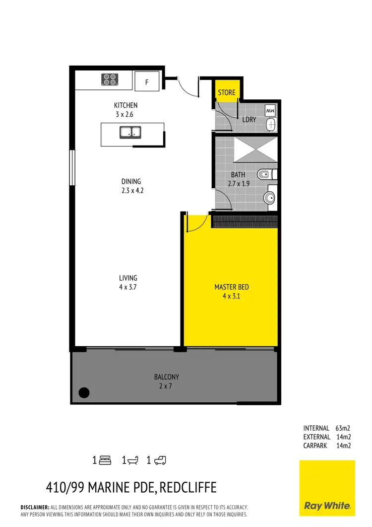 Floorplan of Homely apartment listing, 410/99 Marine Parade, Redcliffe QLD 4020